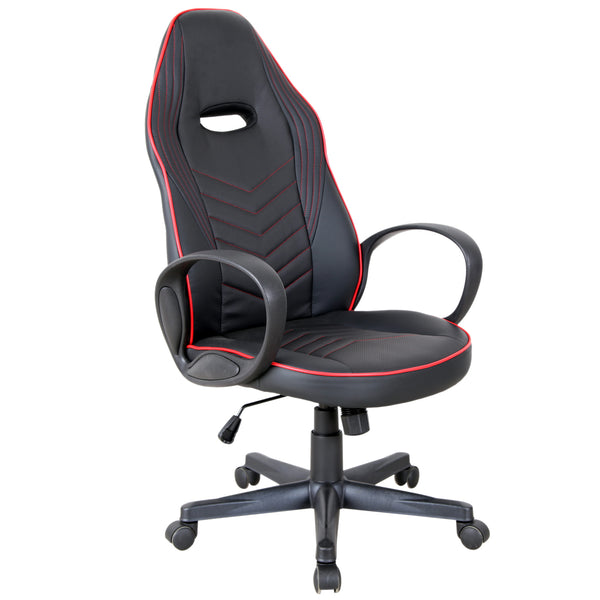 Ergonomischer Gaming-Stuhl aus Kunstleder, höhenverstellbar, Schwarz und Rot acquista