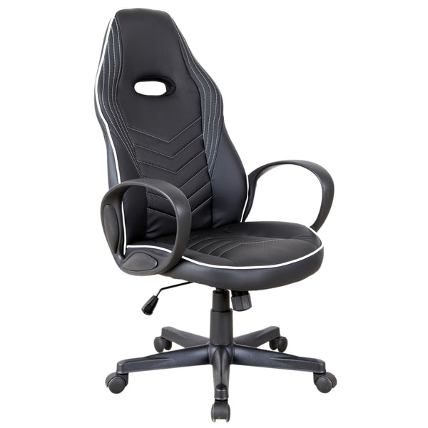 Ergonomischer Gaming-Stuhl aus Kunstleder, höhenverstellbar, Schwarz und Weiß prezzo