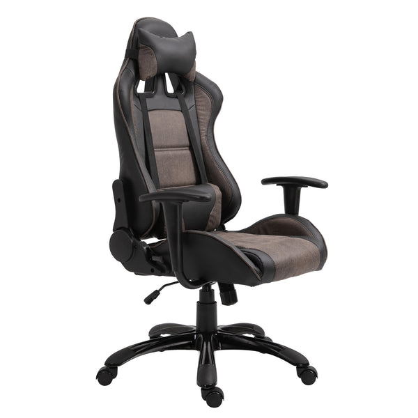 Ergonomischer Gaming-Stuhl aus braunem und schwarzem Kunstleder online