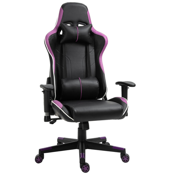 Ergonomischer Gaming-Stuhl 72 x 54 x 126-136 cm in schwarzem und violettem PVC prezzo