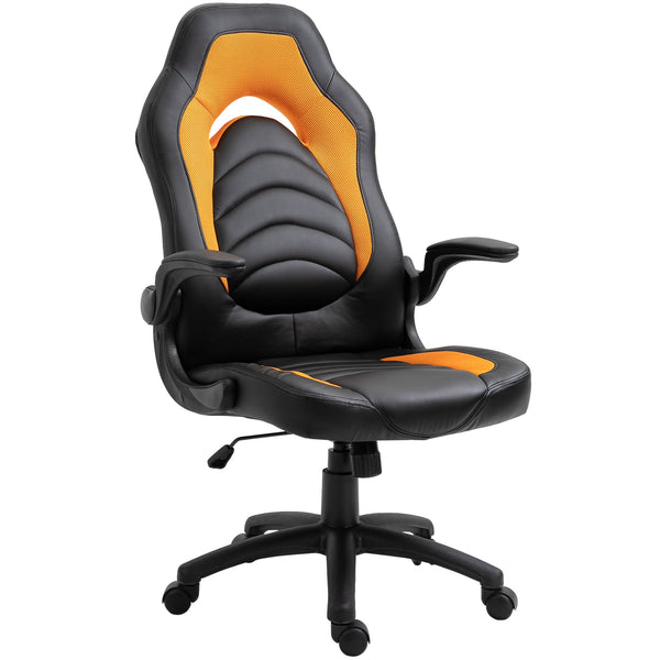 Ergonomischer Gaming-Stuhl 66,5 x 51 x 115-125 cm in schwarzem und orangefarbenem Kunstleder prezzo