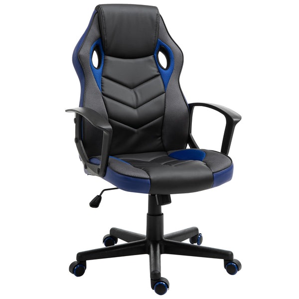 Drehbarer Gaming-Stuhl in schwarzem und blauem Kunstleder prezzo