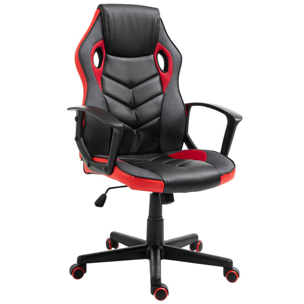 Drehbarer Gaming-Stuhl in schwarzem und rotem Kunstleder prezzo