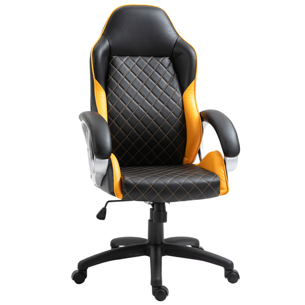 Drehbarer Gaming-Stuhl in schwarzem und orangefarbenem Kunstleder prezzo
