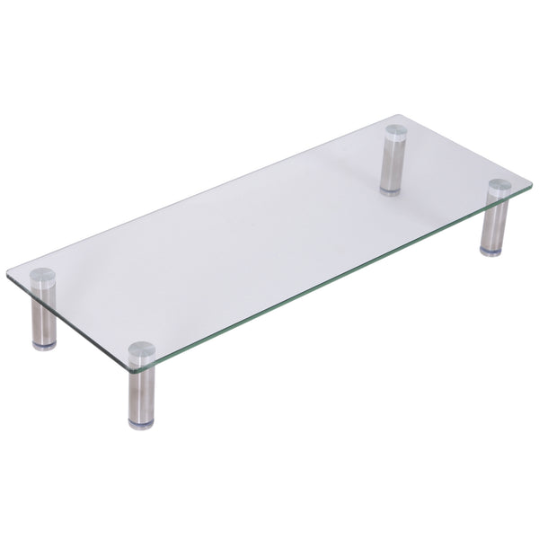 prezzo Verstellbarer Schreibtisch-Monitorständer 56x21x9-11H cm aus Glas und Stahlglas