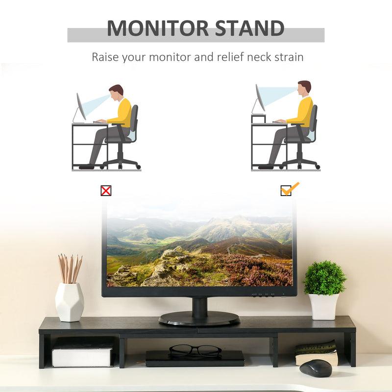 Supporto Monitor 80-117x23,5x10 cm in MDF Nero-4