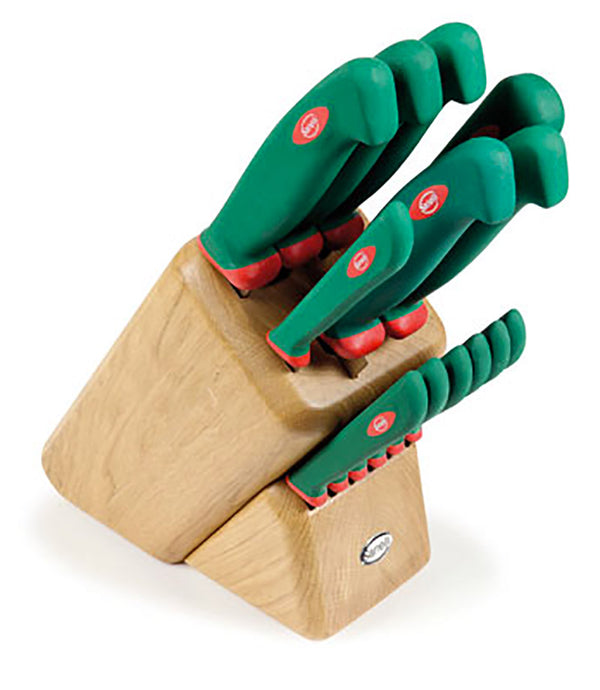 Block aus Eichenholz 13 Messer Anti-Rutsch-Griff Sanelli Maxime Premana Grün/Rot prezzo