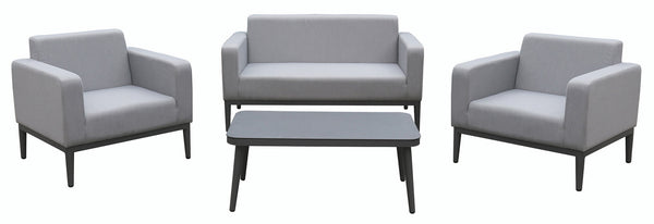 Garden Lounge Set in Bauer Vienna Grey Fabric Sofa 2 Sessel und Couchtisch online
