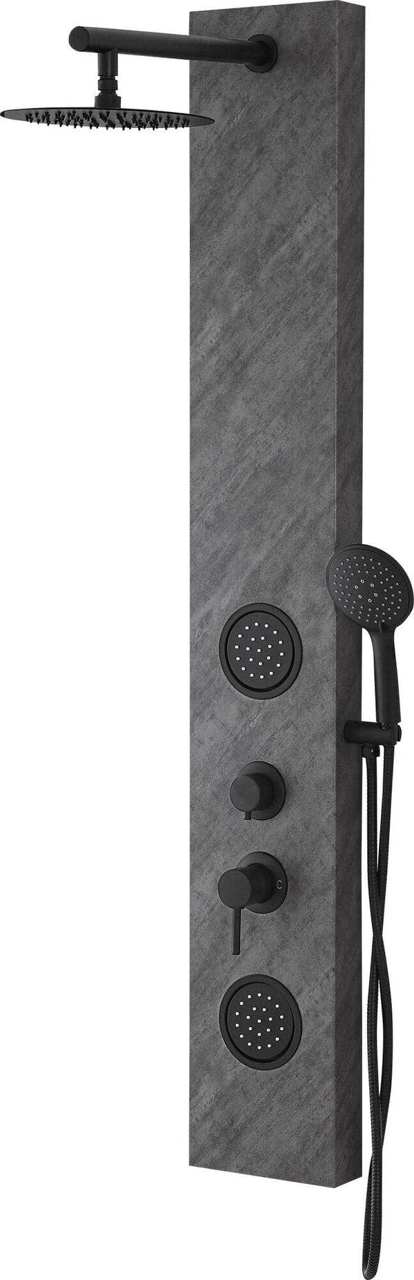 Hydromassage-Duschsäule aus schwarzem Stein mit Steinoptik online
