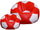 Bean Bag Hocker Ø100 cm aus Kunstleder mit Fußstütze Baselli Roter und weißer Fußball