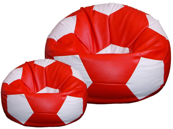 Bean Bag Hocker Ø100 cm aus Kunstleder mit Fußstütze Baselli Roter und weißer Fußball prezzo
