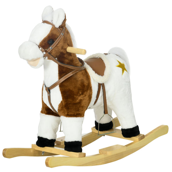 prezzo Cavallo a Dondolo per Bambini 68x26x62 cm con Suoni in Peluche Marrone