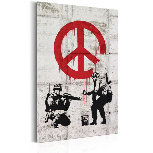 Metallschild – Soldiers Painting Peace von Banksy 31x46cm Erroi prezzo