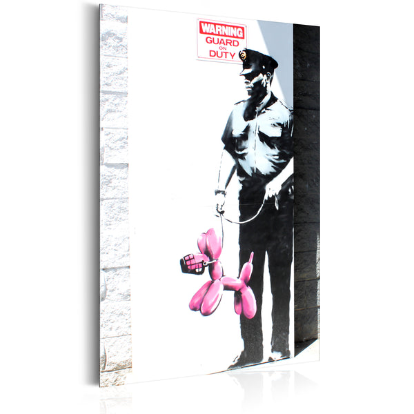acquista Blechschild - Police Guard Pink Balloon Dog von Banksy 31x46cm Erroi