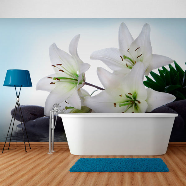 Fototapete - Pure White Lilies Wallpaper Erroi online