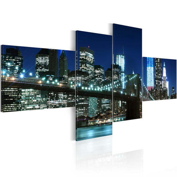 Kunstwerk – Brooklyn Bridge bei Nacht beleuchtet 100 x 45 cm Erroi prezzo