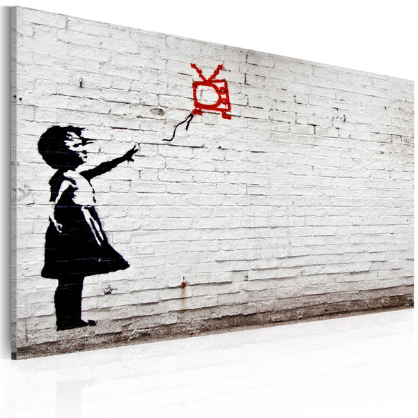 prezzo Leinwandbild - Kleines Mädchen mit Fernseher Banksy Erroi