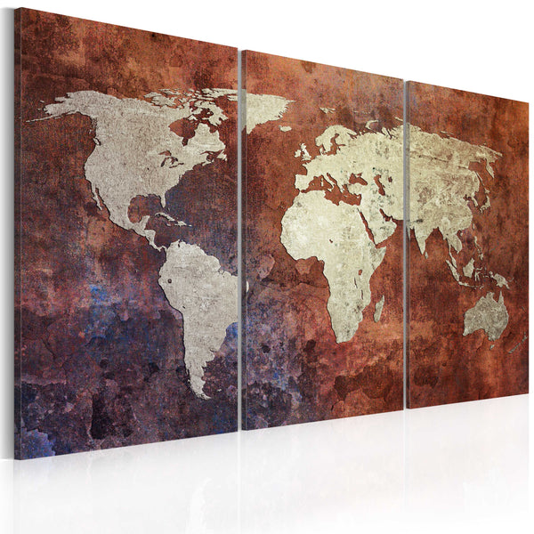 Leinwandbild - Rostiges Weltkarten-Triptychon Erroi online