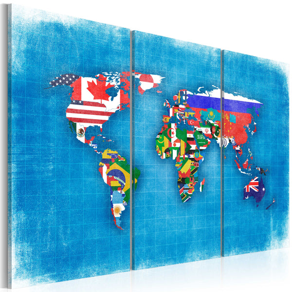 prezzo Leinwandbild - Flaggen der Welt Triptychon Erroi