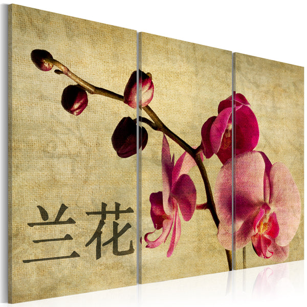 online Rahmen - Triptychon, Orient und Orchidee 60x40cm Erroi