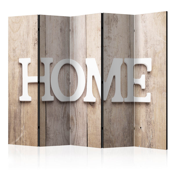 Paravent 5 Paneele - Home On Wooden Boards 225x172cm Erroi sconto