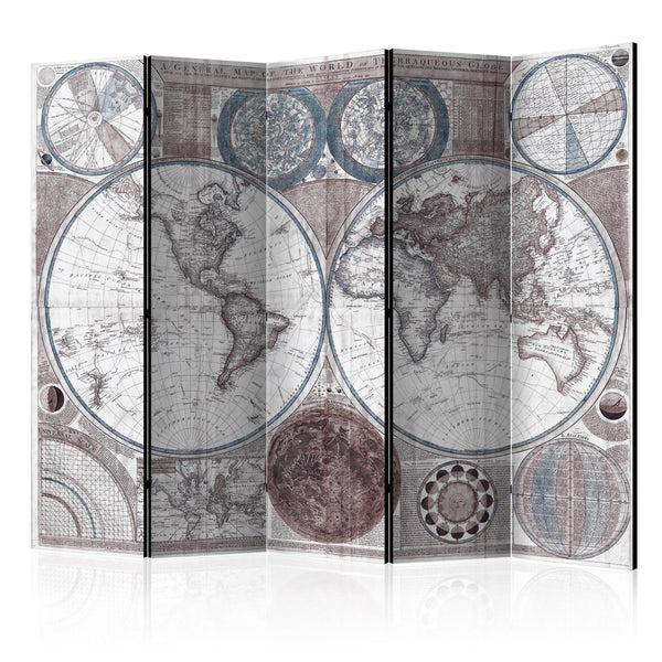 Paravent 5 Panels - Terraqueous Globe 225x172cm Erroi prezzo