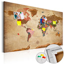 Quadro di Sughero - World Map - Brown Elegance [Cork Map] 90x60cm Erroi-1