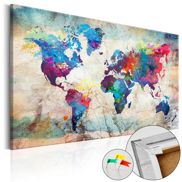 online Korkbild - Weltkarte - Colorful Madness [Korkkarte] 120x80cm Erroi