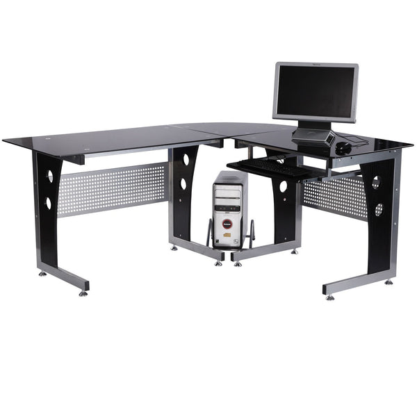 PC-Eckhalter für Schreibtisch aus MDF und Eisen 164 x 139 x 75 cm Schwarz acquista