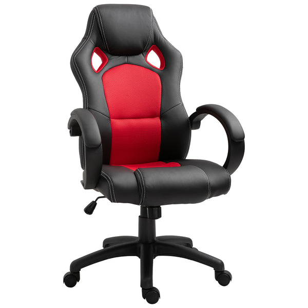 sconto Ergonomischer Gaming-Stuhl aus rotem und schwarzem Kunstleder