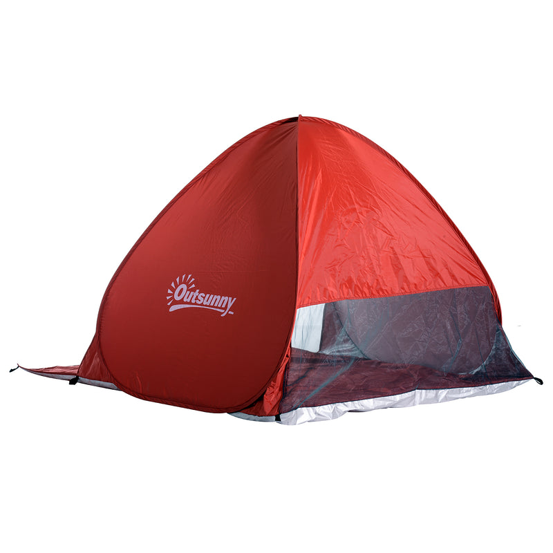 Tenda da Spiaggia Campeggio Impermeabile Apertura Pop-Up 150x200x115 cm Rosso -7
