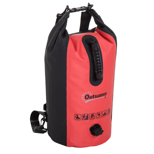 online Wasserdichte Tasche 20L aus PVC mit Handytasche in Schwarz und Rot Ø25x61 cm