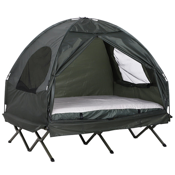 2-Personen-Campingzelt mit aufblasbarer Matratze und dunkelgrüner Polyethylentasche 193 x 136 x 136 cm acquista
