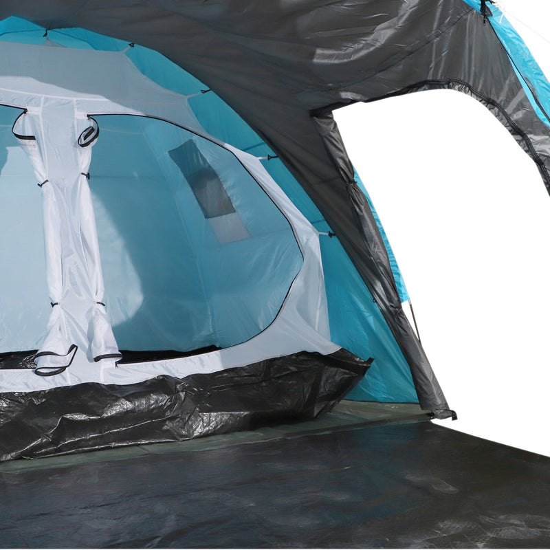 Tenda Igloo da Campeggio 6 Persone 500x300x200 cm Blu e Grigio -8