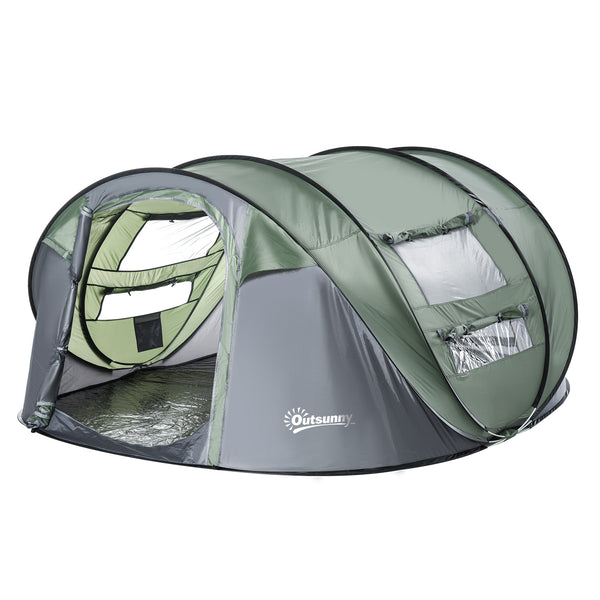 online Pop Up Campingzelt 4-5 Personen 263,5x220x123 cm mit Türen und Fenstern Grün und Grau