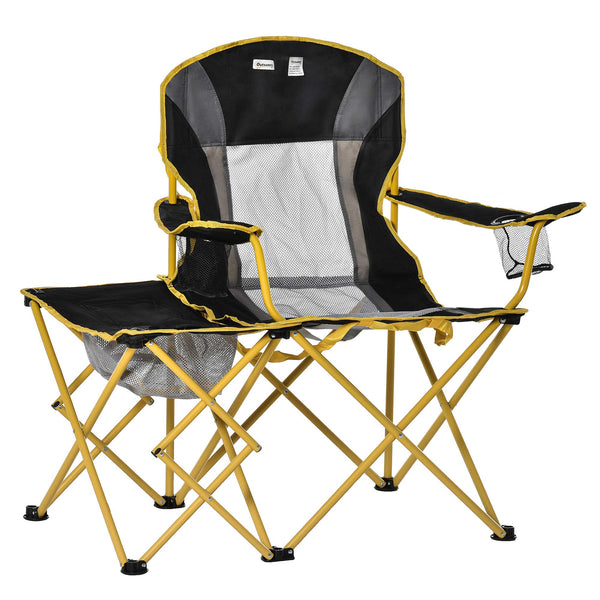 Klappbarer Campingstuhl aus Metall und schwarzem und gelbem Stoff acquista