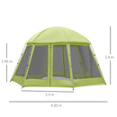 Tenda da Campeggio 6-8 Persone Ø4,93x2,4m in Tessuto Taffetà Verde-3