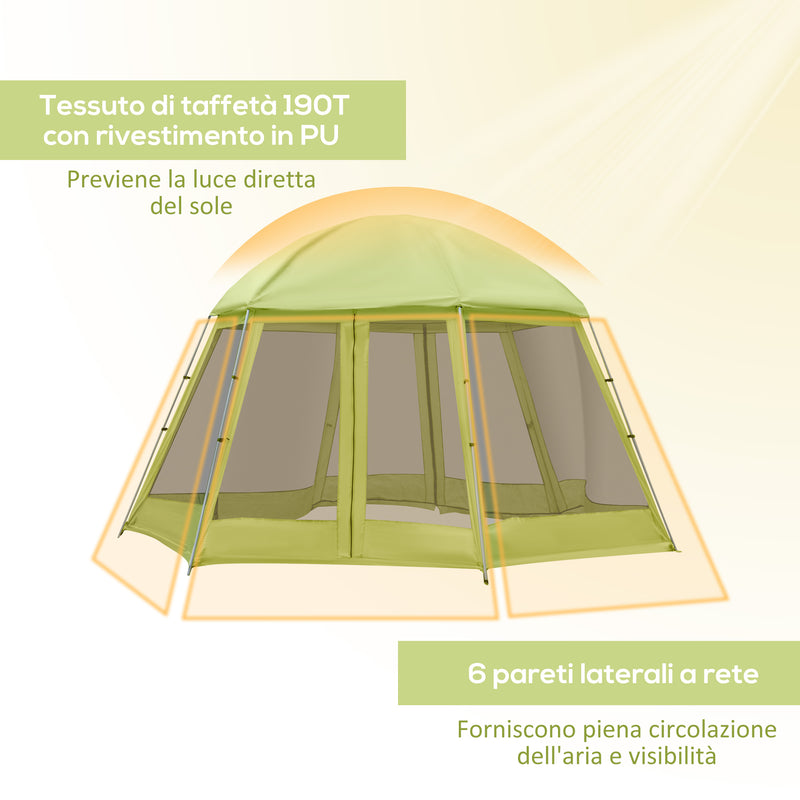 Tenda da Campeggio 6-8 Persone Ø4,93x2,4m in Tessuto Taffetà Verde-5