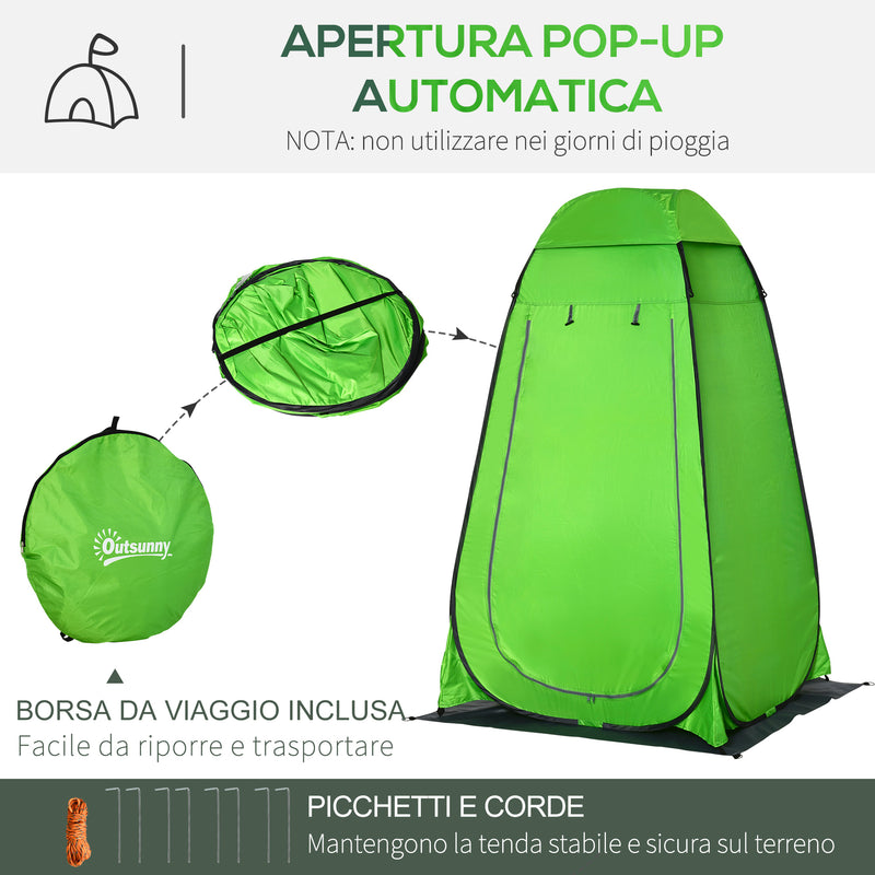 Tenda Doccia da Campeggio 126x124x189 cm in Poliestere Verde-5