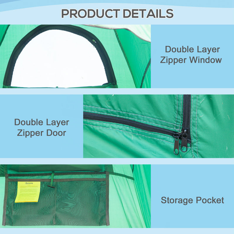 Tenda Doccia da Campeggio 122x122x213 cm in Poliestere Verde-5