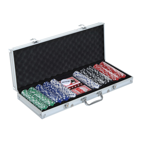 Set 500 Pokerchips 2 Kartendecks und Dealer Button mit Etui online