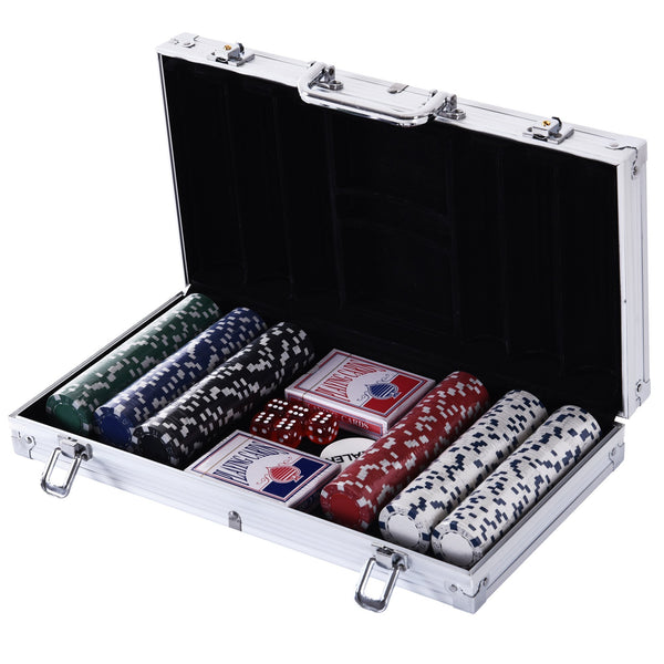 Set 300 Pokerchips, 2 Kartendecks und Dealer-Button mit Etui acquista