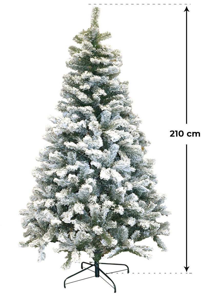 Albero di Natale Artificiale Innevato 210 cm 730 Rami Morel Pino Verde-2