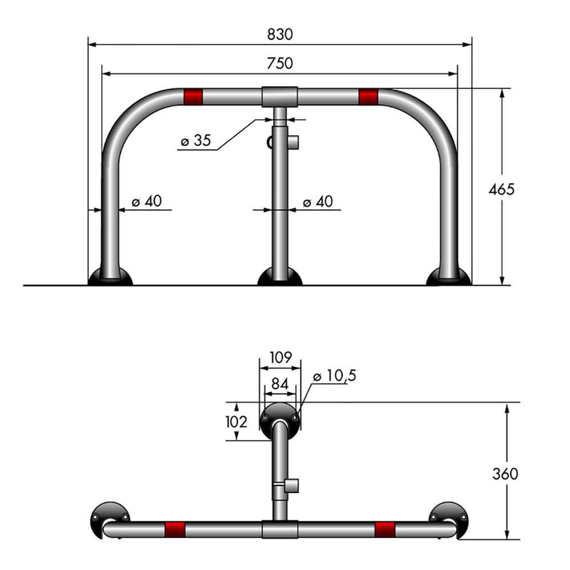 Barriera Dissuasore di Parcheggio Sosta in acciaio 75x46,5 AR0200 Parky Barriers-4