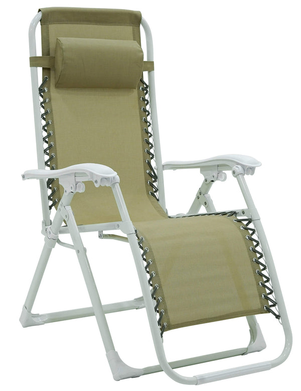 prezzo Zero Gravity Reclining Folding Liegestuhl aus Stahl und Textilene Ariel White und Taupe
