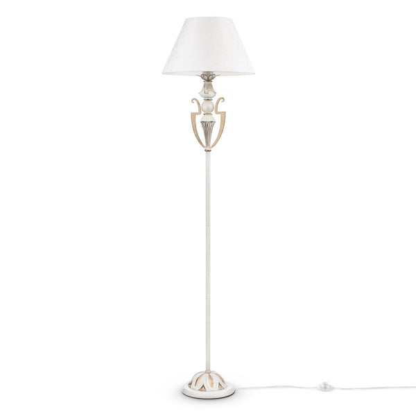 online Elegante Stehlampe aus weißem Metall mit Gold