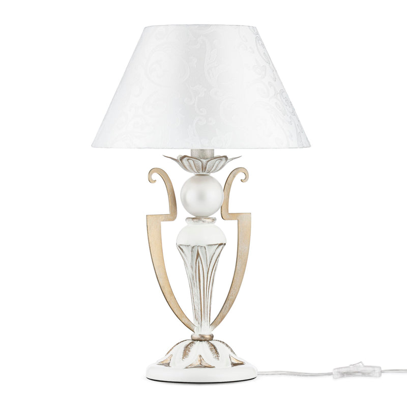 Lampada da tavolo Elegant in Metallo Monile Bianco con Oro-1