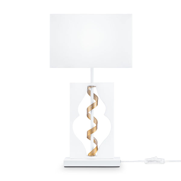 Elegante Tischlampe aus weißem geflochtenem Metall mit Gold online