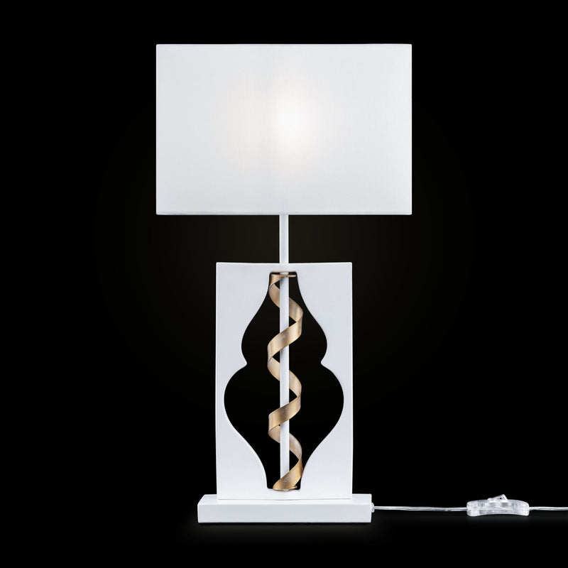 Lampada da tavolo Elegant in Metallo Intreccio Bianco con Oro-2