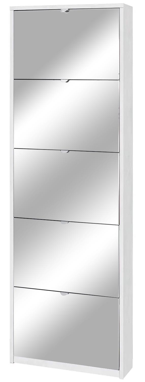 online Schuhschrank 5 Türen mit Spiegel 63x190x18 cm Oxidweiß